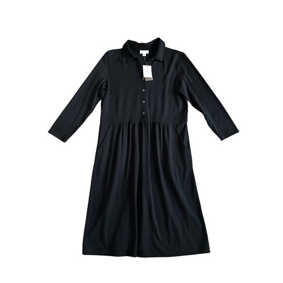 J. Jill Women's Sz XS 3/4 Sleeve Black Button-Front Dress Cotton Blend - Picture 1 of 11
